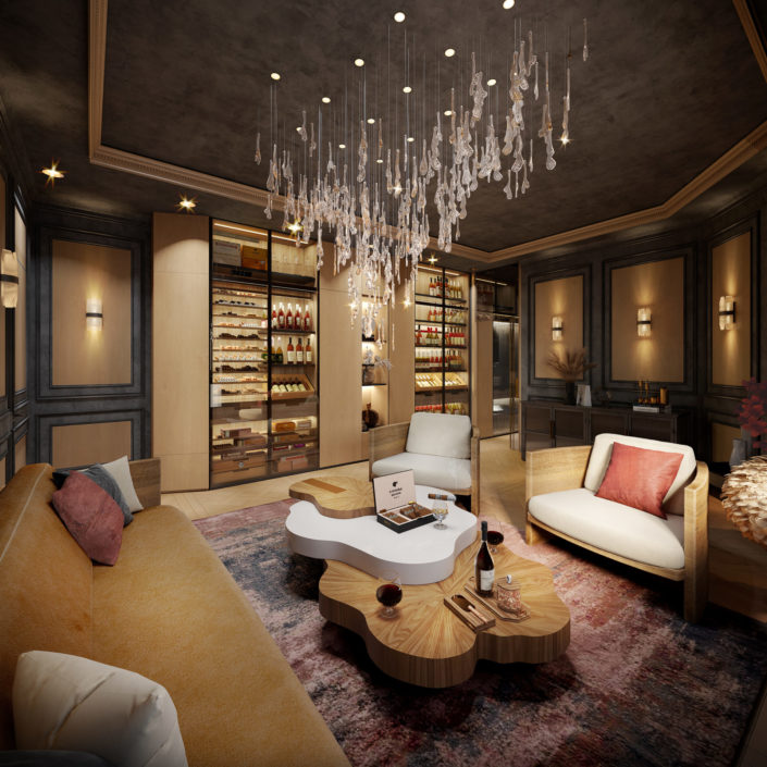 Fumoir 3D d'un appartement de luxe | Paris