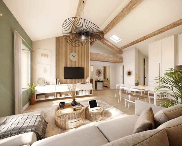 Salon 3D d'un appartement T3 | Romans-Sur-Isere